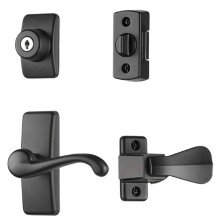 Ideal Security Storm Door Handle Set with Lock Matte Black (4 Piece Set)