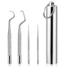 Worldity 5stcs Genanvendelig tandstikker b?rbar metal tandstikker professionelle t?nder reng?ringsv?rkt?jer Tandpluk med tandstikker indehaver og