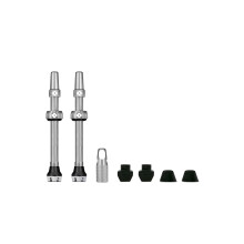 Vlvulas Muc-Off Tubeless V2 - 44 mm Plata | 4 vlvulas Presta de aluminio de grado aeronutico 7075 con herramienta de extraccin de ncleo | 44