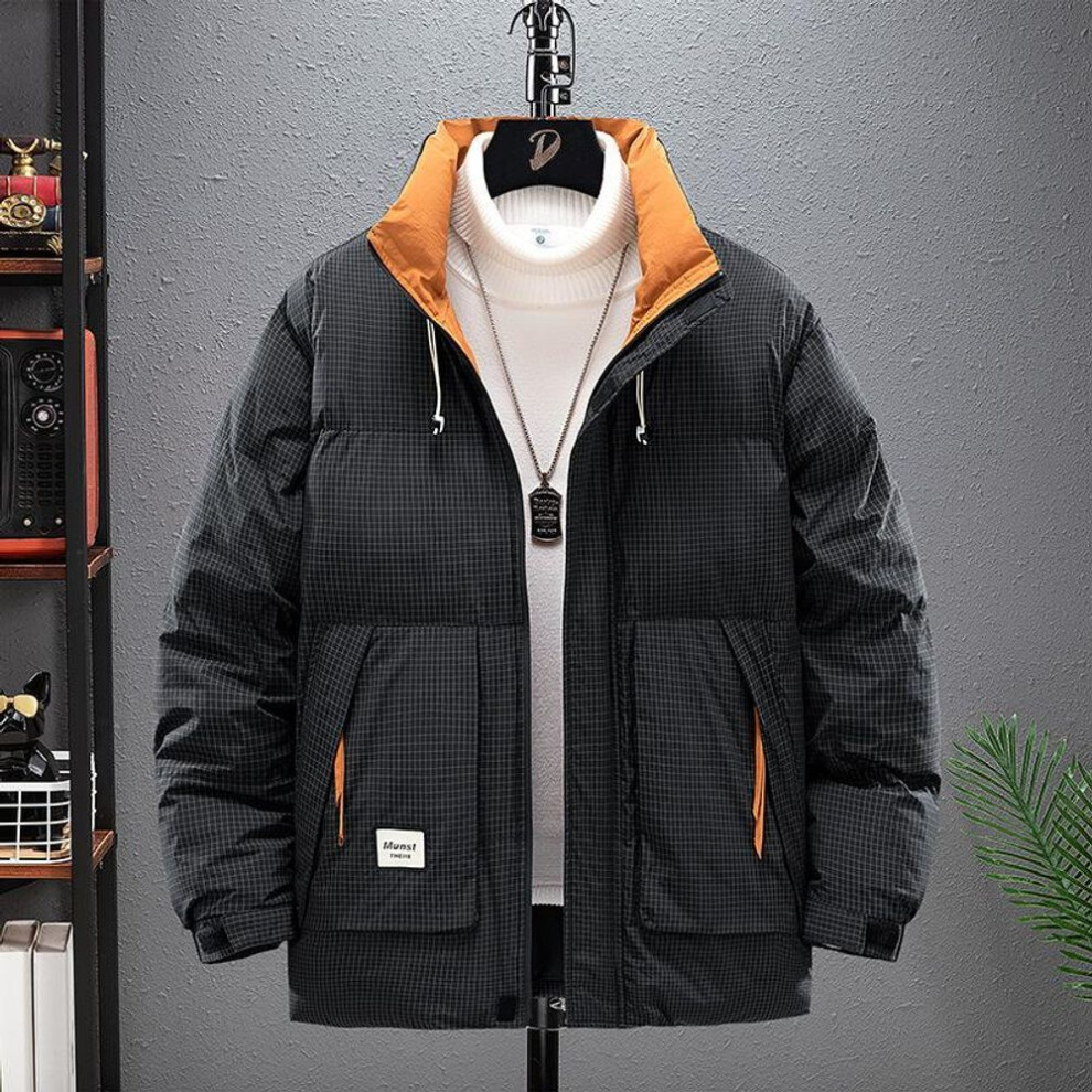 (black, L) Plus Size 9xl Men&apos;s Down Jacket Striped Parkas Teenager Thick Loose Coat Autumn Winter Clothing Hoodies Jacket Hooded Trench Coat Outerwear For M