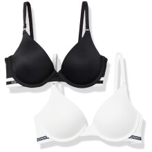 Tommy Hilfiger Dames Microfiber Push-Up Beha met Beugel 2-Pack, Zwart/Wit, 36C