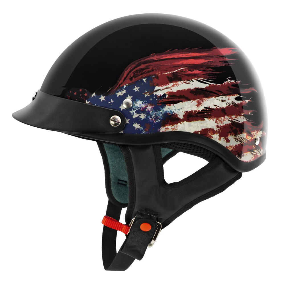 Vcan Cruiser Solid Gloss Half Face Motorcycle Helmet (Flag XX-L Black 846267059258
