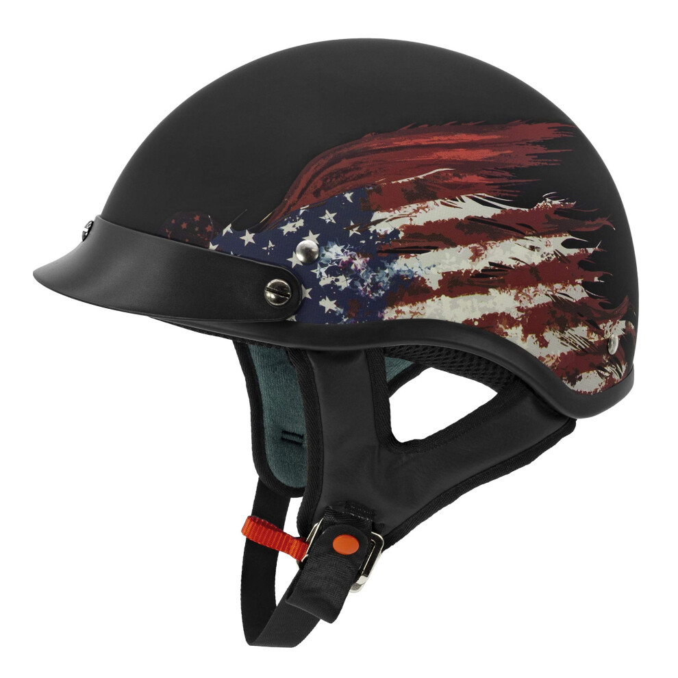 Vcan Cruiser Solid Flat Half Face Motorcycle Helmet (Flag Small Black 846267061480