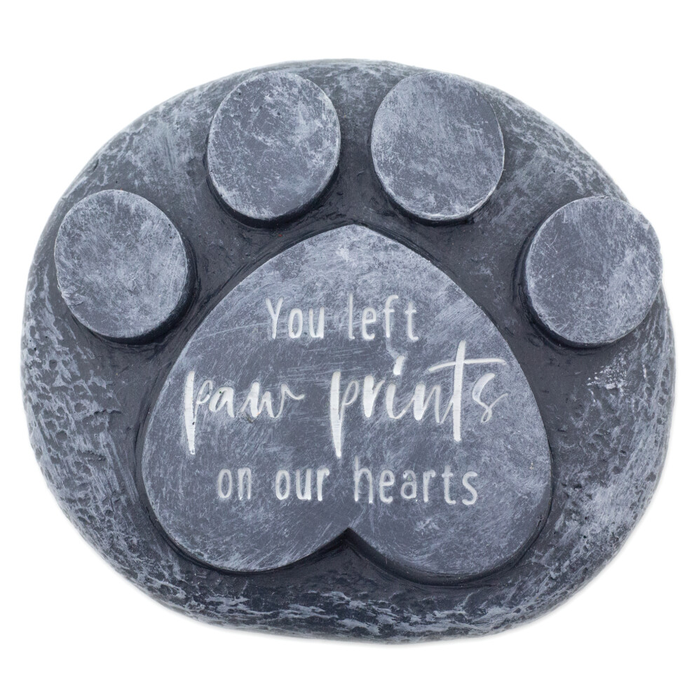 Paw Print Pet Memorial Stone Garden Marker | Commemorative Graveside Ornament | Grave Memory Plaque - Prints on our Hearts