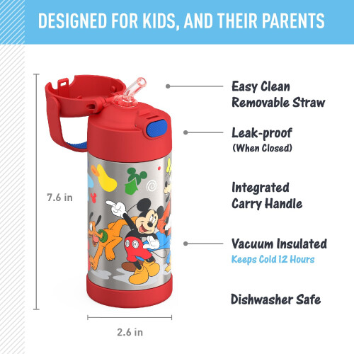 Thermos THERMOS FUNTAINER Μπουκάλι Νερού με Καλαμάκι - 12 Ουγγιές, Mickey Mouse 1