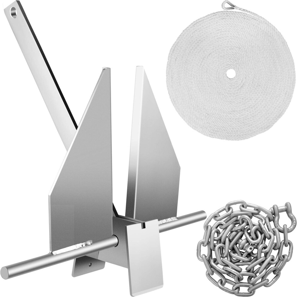 Vevor Boat Anchor Kit 8.5 Lb Fluke Style Anchor Hot Dipped Galvanized