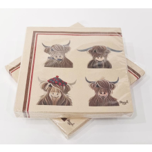Pack Of 20 'McMoo Family' Highland Cow Paper Napkins