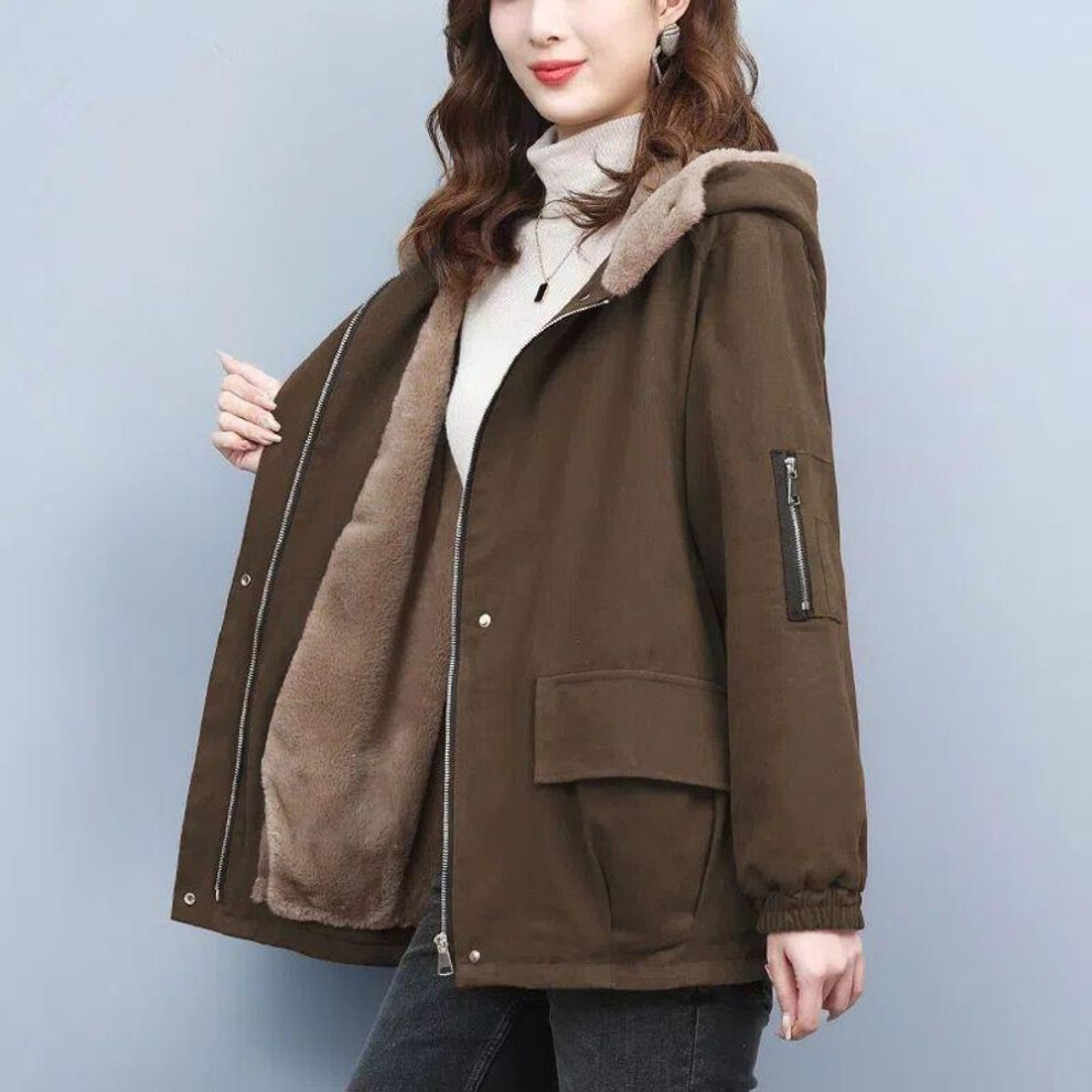 (brown, S) Parker Clothing Women&apos;s Women&apos;s Winter Cotton-padded Jacket Cotton-padded Jacket Autumn And Winter Padded Jacket Thickened Plus Velvet Jacke