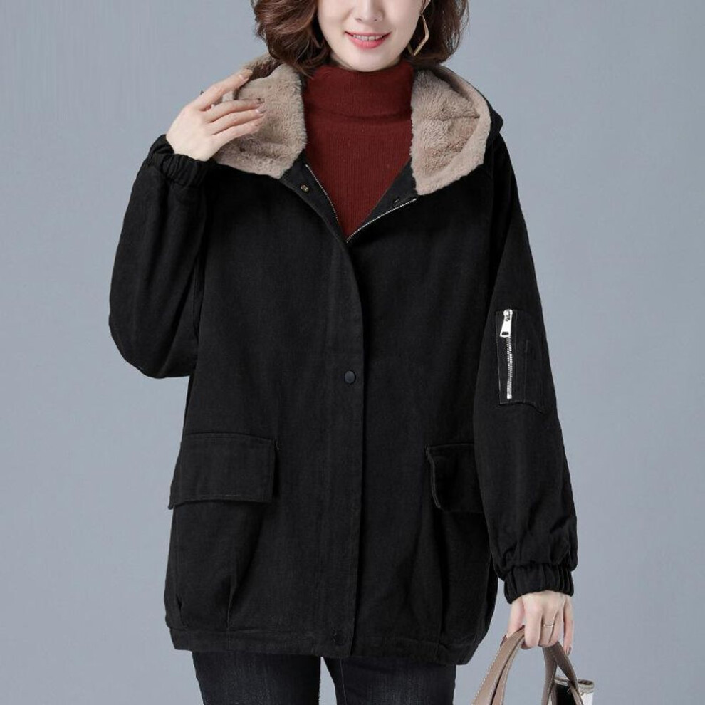 (black, L) Parker Clothing Women&apos;s Women&apos;s Winter Cotton-padded Jacket Cotton-padded Jacket Autumn And Winter Padded Jacket Thickened Plus Velvet Jacke