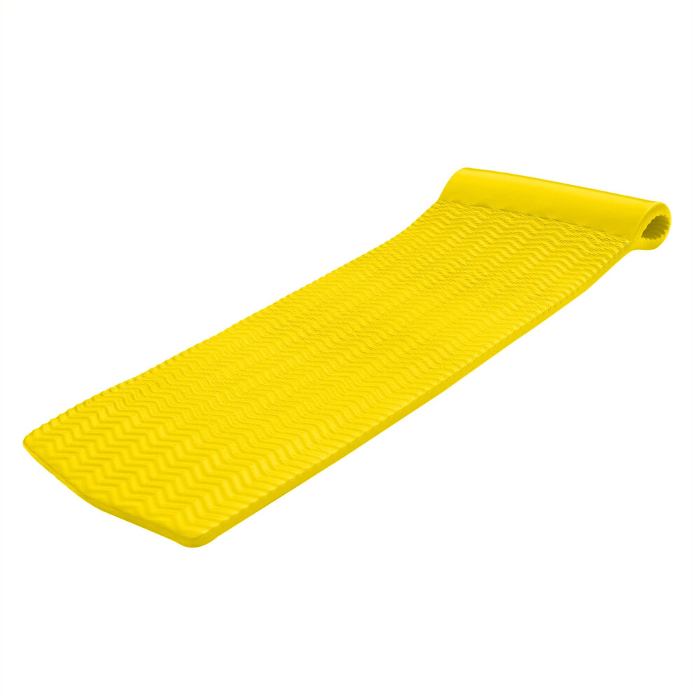 Tapis flottant pour piscine TRC Recreation Serenity 1,5 po en mousse avec rev   tement en vinyle    pais pour adulte avec oreiller int   gr    Jaune
