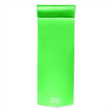 TRC Recreation Splash 1.25 Inch Thick Foam Swimming Pool Float Mat Large Adult Lounger with Built-in Roll Pillow  Fierce Green