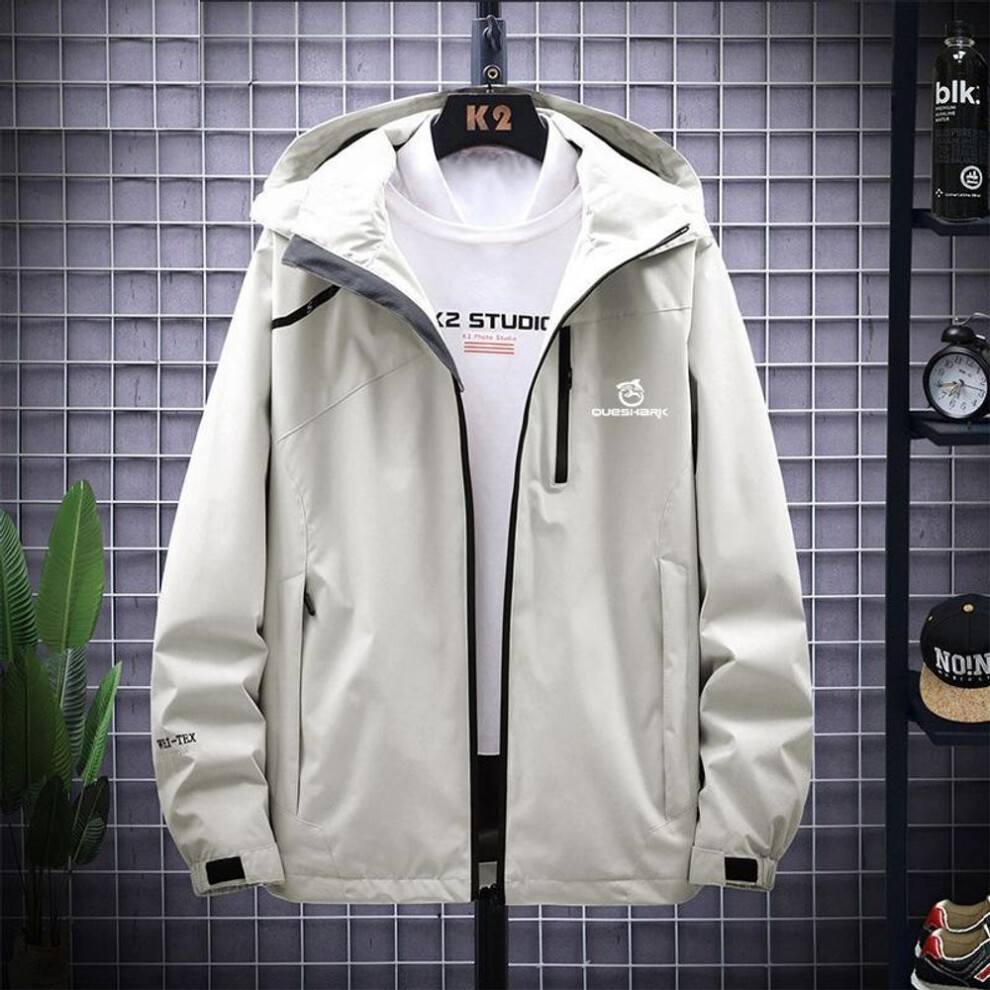 (beige, L) Queshark Women Reflective Water Repellent Windproof Softshell Camping Hikiing Jacket Spring Autumn Trekking Windbreaker Thicked Sport Coat