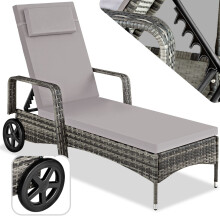 (grey) Aluminium Rattan Lounger Garden Outdoor Furniture Balcony Patio Sun Terrace New