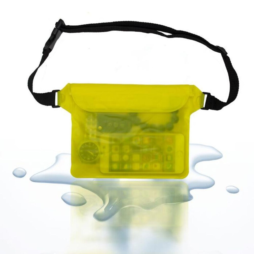 (yellow) Waterproof Swimming Bag Drift Diving Shoulder Waist Pack Bag Underwater Mobile Phone Bags Case Cover For Beach Boat Water Sports