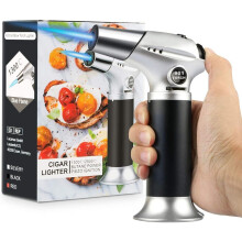 Blow Torch, Professional Kitchen Cooking Torch With Lock Adjustable Flame Refillable Mini Blow Torch Lighter For Bbq, Baking, Brulee Crème