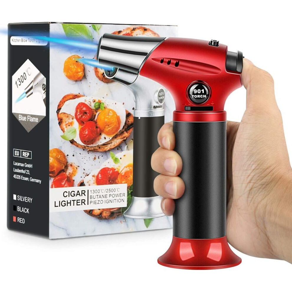 Yeuligo Blow Torch, Professional Kitchen Cooking Torch With Lock Adjustable Flame Refillable Mini Blow Torch Lighter For Bbq, Baking, Brulee Crème