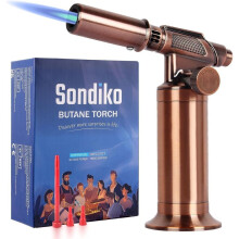 Butane Torch, Premium Metal Big Flame Torch Refillable Blow Torch Lighter With Adjustableandwind Resistance Flame For Cooking, Bbq