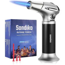 Blow Torch, Butane Torch Lighter, Refillable Creme Brulee Torch With Adjustable Flame, Safety Lock For Soldering, Kitchen, Welding