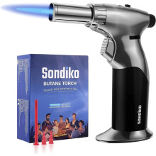 Butane Dual Adjustable Flame Size Butane Torch Lighter, Mini Blow Torch, Refillable Kitchen Torch With Continuous Flame Lock For Creme Brulee