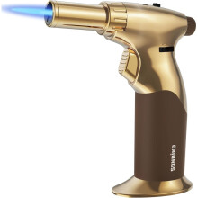 Butane Dual Adjustable Flame Size Butane Torch Lighter, Mini Blow Torch, Refillable Kitchen Torch With Continuous Flame Lock For Creme Brulee