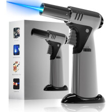 Butane Torch, Butane Refillable Kitchen Cooking Torch, Torch Lighter With Safety Lock And Adjustable Flame For Bbq, Baking, Brulee Crème