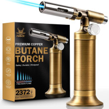 Butane Torch Lighter, Refillable Kitchen Torch For Creme Brulee With Adjustable Flame, Copper Torch For Jewelry Making With Pinpoint Flame