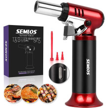 Butane Torch With Fuel Gauge, Refillable Kitchen Torch Lighter With Safety Lock And Adjustable Flame For Diy, Creme Brulee And Soldering