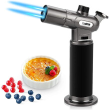 Cadrim Butane Torch, Refillable Pro Culinary Blow Torch Double Fire Cooking Torch And Small Adjustable Flame Kitchen Torch