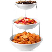 Bol pliable a 3 niveaux Masirs: plis de conception decorative pour un stockage minimal. Ideal pour servir la salade et les fruits des collations.