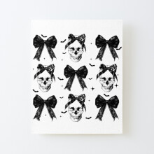 Framed Canvas Print Skull Coquette Bow Halloween Skeleton Spooky=1686 DIY Install Kit - 16x20" Wall Art Home Décor