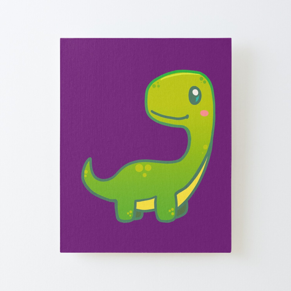 Framed Canvas Print Adorable Kawaii Brontosaurus For Kids=2186 Diy Install Kit - 16X20" Wall Art Home Décor Green Feelous