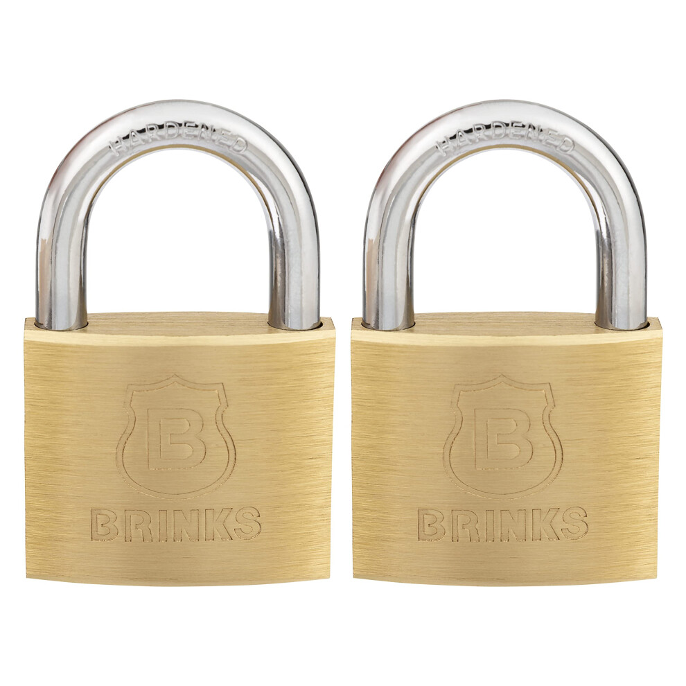BRINKS - 40mm Solid Brass Keyed Padlock with 7/8  Shackle Clearance  2-Pack - Chrome Plated with Hardened Steel Shackle  171-40202-image-OPC-PFN9B9Y-NEW
