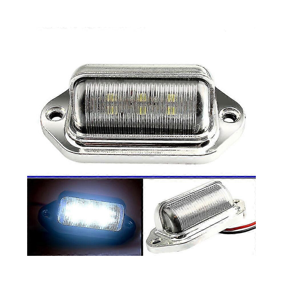 (As Show, One Size) Chrome 6 Led License Plate Tag Light Lamp For Truck Suv Trailer Van Universal 5063595918940
