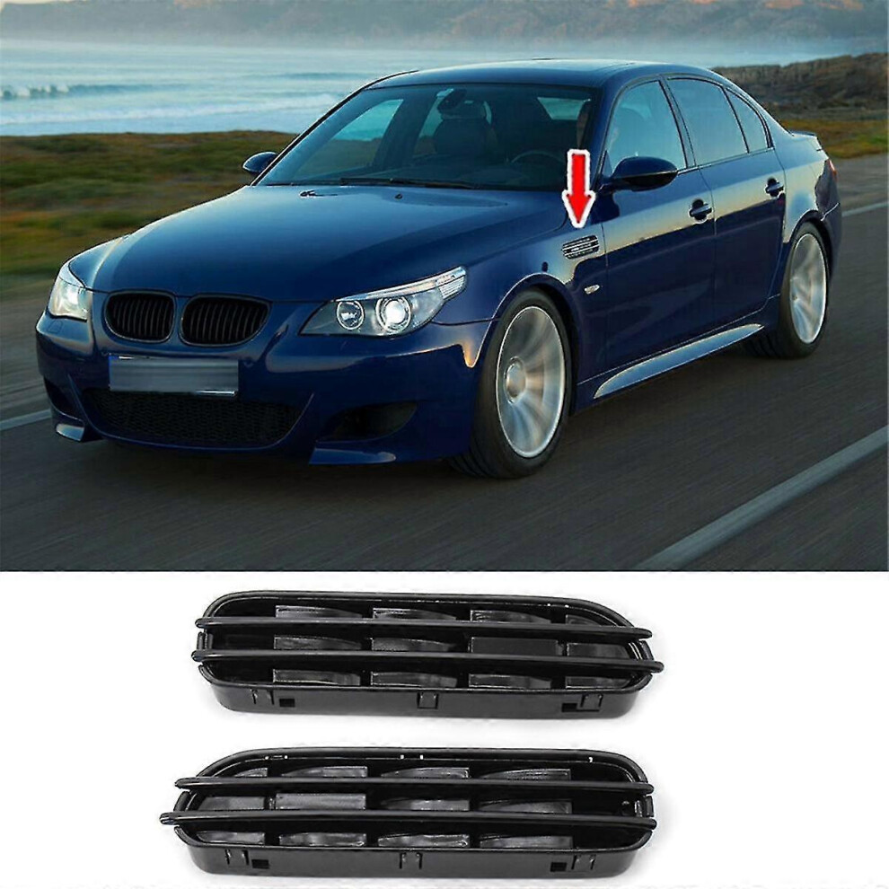 (As Show, One Size) 1Pair Car Side Wing Air Flow Vents Grille Grill For E60/E61 E39 M5 Glossy Black 5063595966767