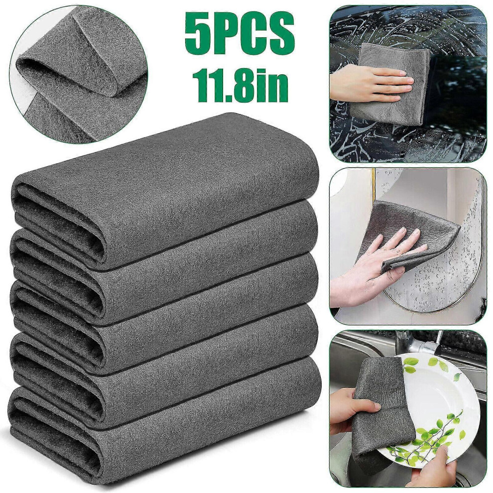 (As Show, One Size) 5Pcs Thickened Magic Cleaning Cloth Streak Free Microfiber Cleaning Rag Reusable 5063595963728