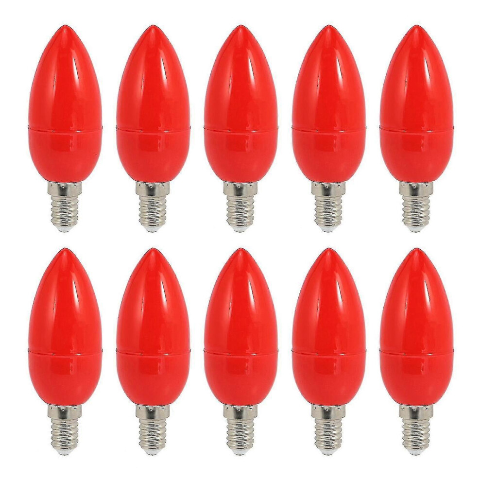 (As Show, One Size) 10X Led Candle Light Candle Light Bulbs Red Fortune Lamp God Lights Energy Saving Candle Lights,E14 5062994785498