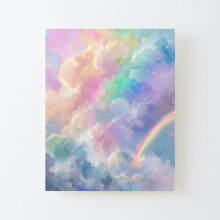Framed Canvas Print Rainbow Painting=3400 DIY Install Kit - 16x20" Wall Art Home Décor