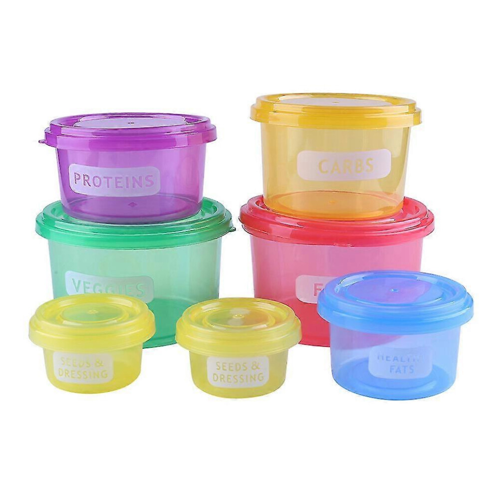 (As Show, One Size) 7Pcs Portion Control Food Box Prep Storage Container Fitness Meal Eating Plan 5063595912139