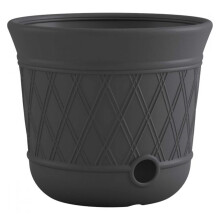 Suncast Lattice Hose Pot  Decorative Resin Garden Hose Storage  300ft Expandable Hose and 50ft Standard Hose Capacity  145in x