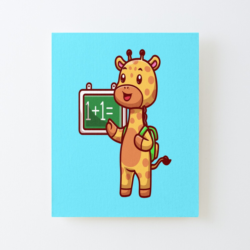 Framed Canvas Print Cute Giraffe Student With Chalkboard And Cartoon Vector Icon=5547 Diy Install Kit - 16X20" Wall Art Home Décor Feelous
