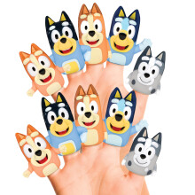 Bluey Bath Finger Puppets 10 Pc - Party Favors Educational Bath Toys Story Time Beach Toys Playtime Stocking Stuffer
