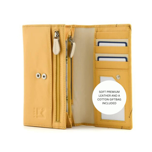 (Yellow) RFID Leather Bee Purse - Suri 1