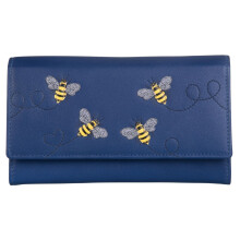 (Blue) RFID Leather Bee Purse - Suri