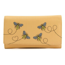 (Yellow) RFID Leather Bee Purse - Suri