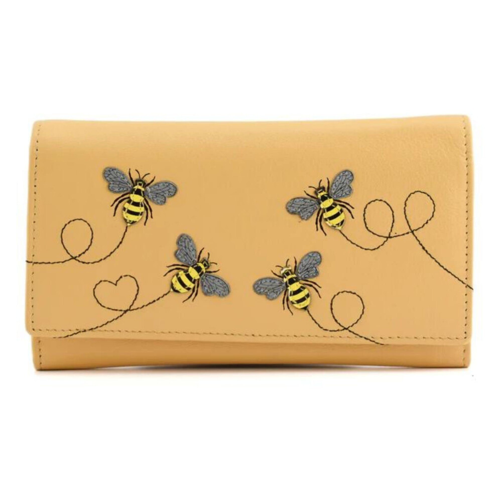 Mala Leather (Yellow) Rfid Leather Bee Purse - Suri Yellow,Multicoloured