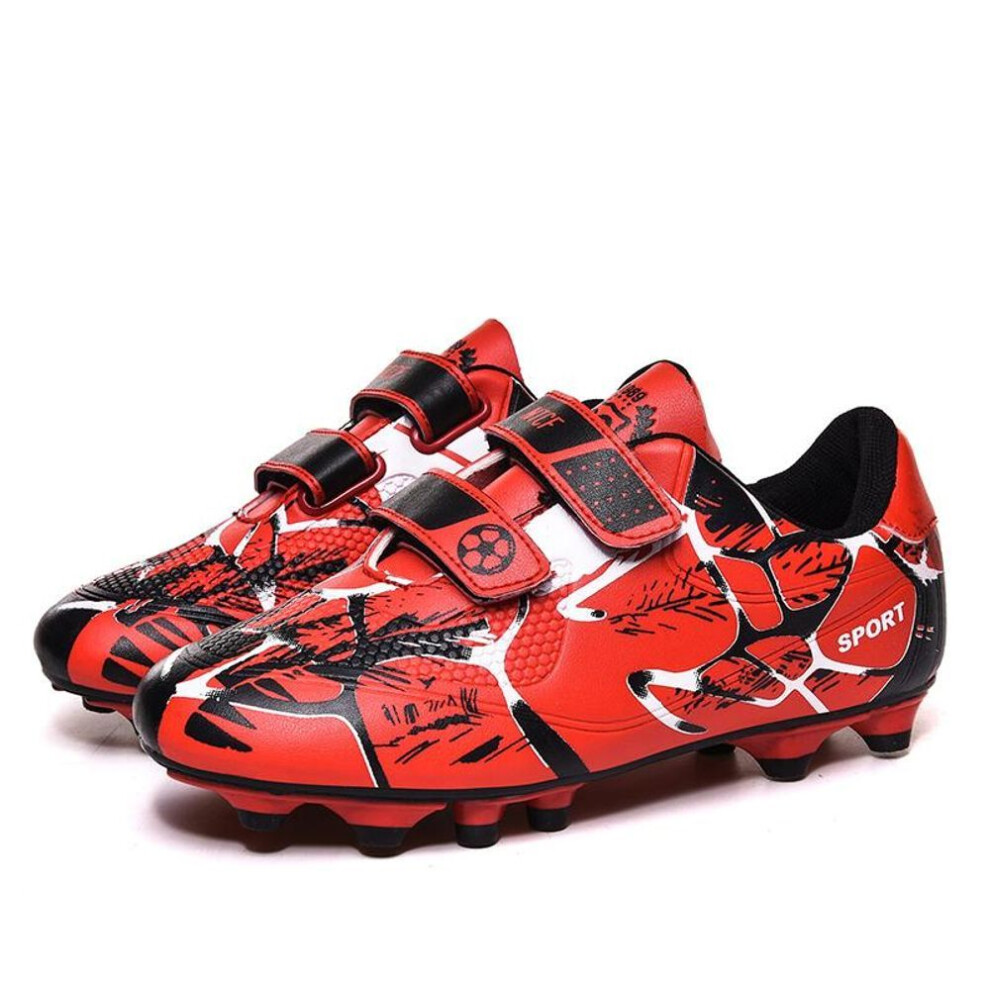(red, 36) 28-38 High Quality Teen Fashion Anti-slip Wear-resistant Rubber Bottom Football Shoes Children&apos;s Football Shoes