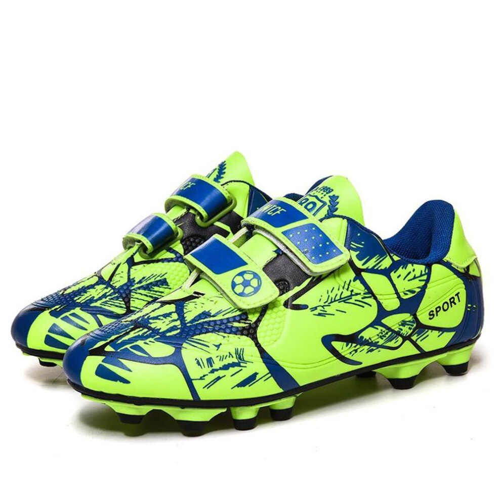 (fluorescent green, 34) 28-38 High Quality Teen Fashion Anti-slip Wear-resistant Rubber Bottom Football Shoes Children&apos;s Football Shoes
