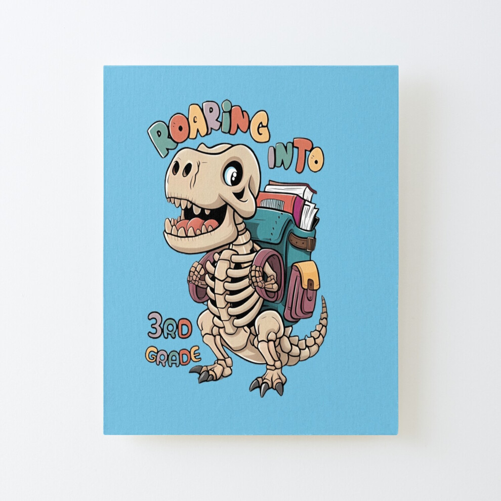 Framed Canvas Print Roaring Into 3Rd Grade Cute Skeleton T Rex Back To School=7166 Diy Install Kit - 16X20" Wall Art Home Décor Feelous
