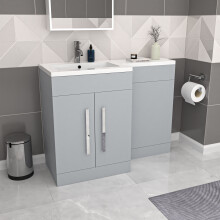 Nes Home Matte Grey 1100mm LH Freestanding Vanity WC Unit with Basin Flat Pack
