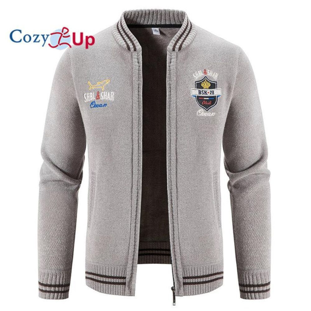 (beige, L) Cozy Up Men&apos;s Sweater Cardigan Sweater Zip Sweater Sweater Jacket Ribbed Knit Zipper Solid Color Stand Collar Casual Daily Clothing Apparel Winte